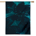 Teal Polygonal Dot Geometric Print House Flag