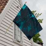 Teal Polygonal Dot Geometric Print House Flag