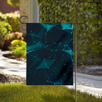 Teal Polygonal Dot Geometric Print House Flag