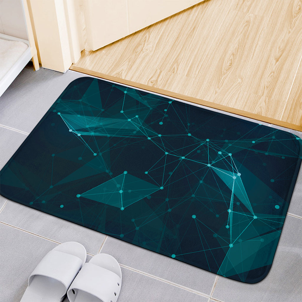 Teal Polygonal Dot Geometric Print Indoor Door Mat
