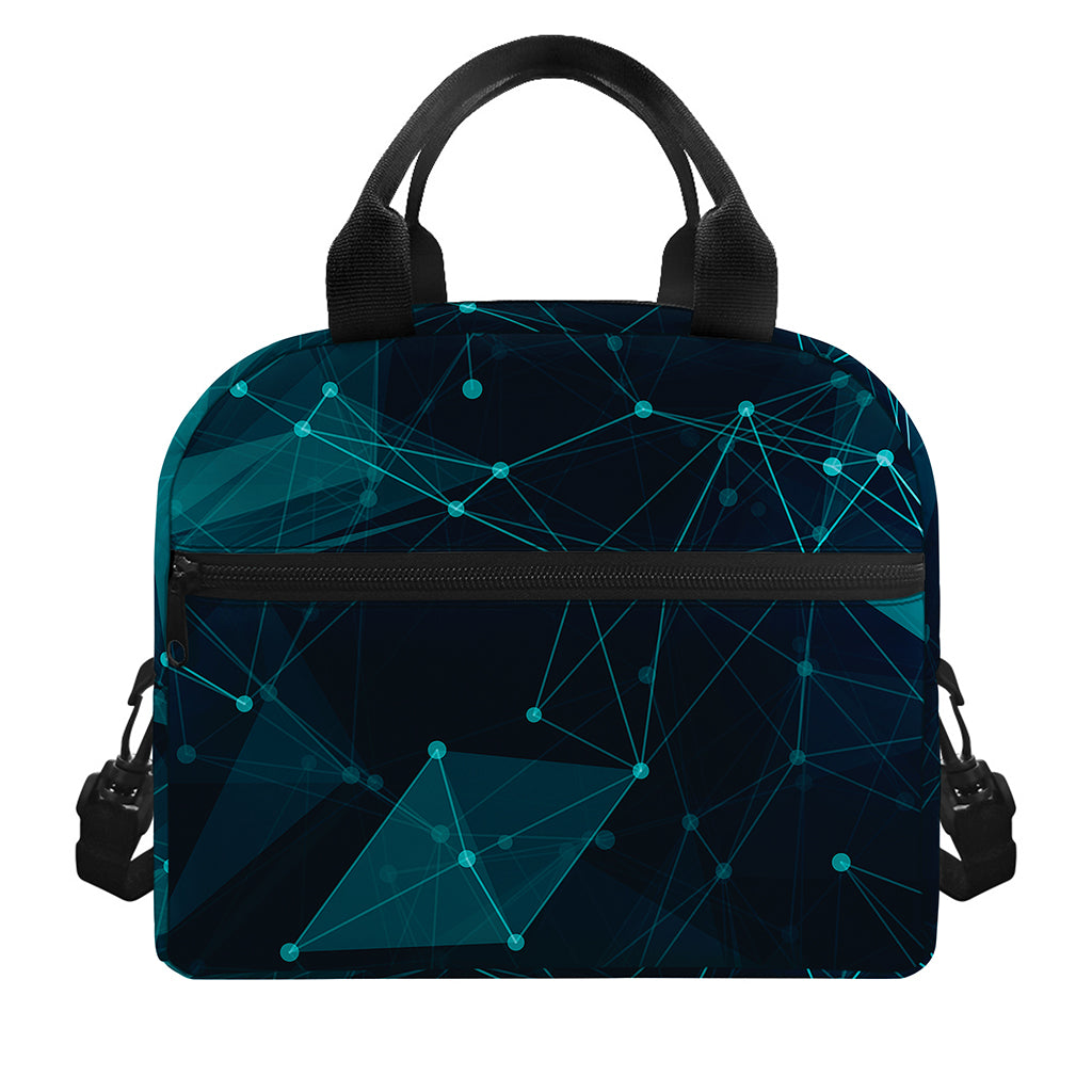 Teal Polygonal Dot Geometric Print Insulated Lunch Bag