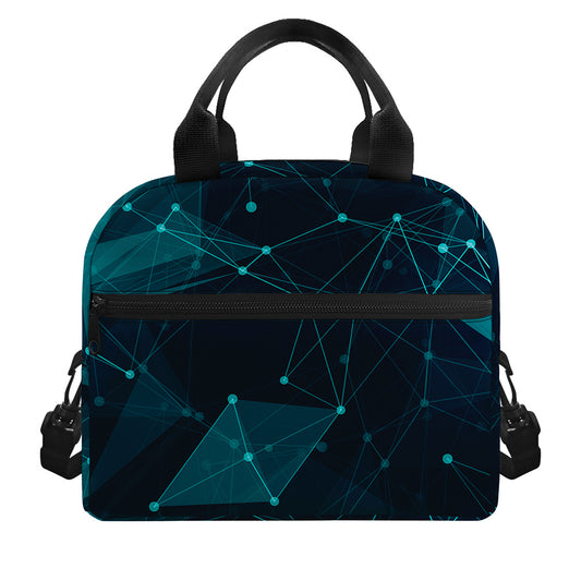 Teal Polygonal Dot Geometric Print Insulated Lunch Bag