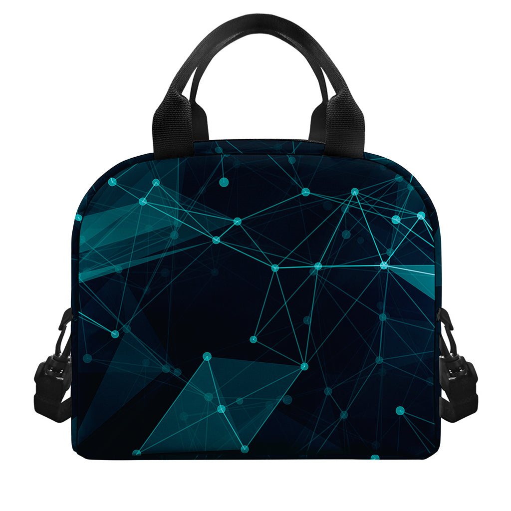 Teal Polygonal Dot Geometric Print Insulated Lunch Bag