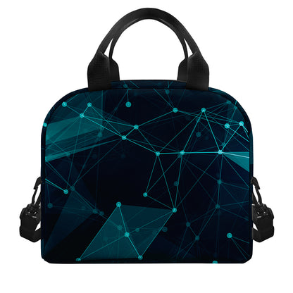 Teal Polygonal Dot Geometric Print Insulated Lunch Bag