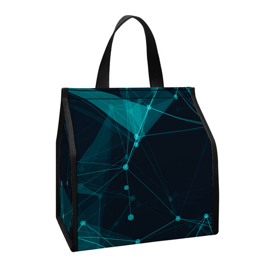 Teal Polygonal Dot Geometric Print Insulated Lunch Tote