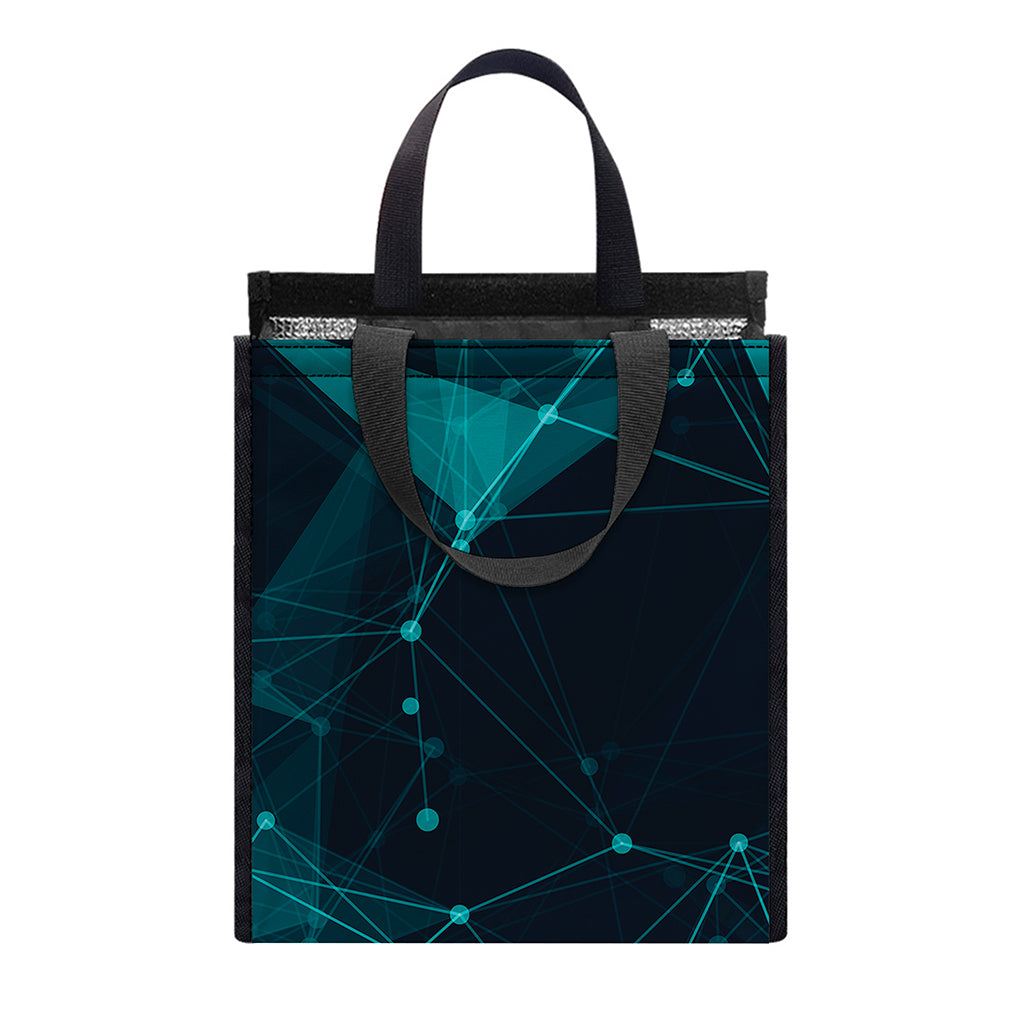 Teal Polygonal Dot Geometric Print Insulated Lunch Tote