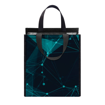 Teal Polygonal Dot Geometric Print Insulated Lunch Tote