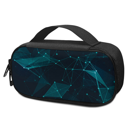 Teal Polygonal Dot Geometric Print Insulin Cooler Travel Case