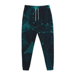 Teal Polygonal Dot Geometric Print Jogger Pants