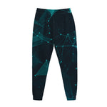 Teal Polygonal Dot Geometric Print Jogger Pants