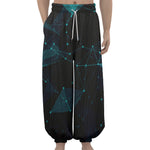 Teal Polygonal Dot Geometric Print Lantern Pants