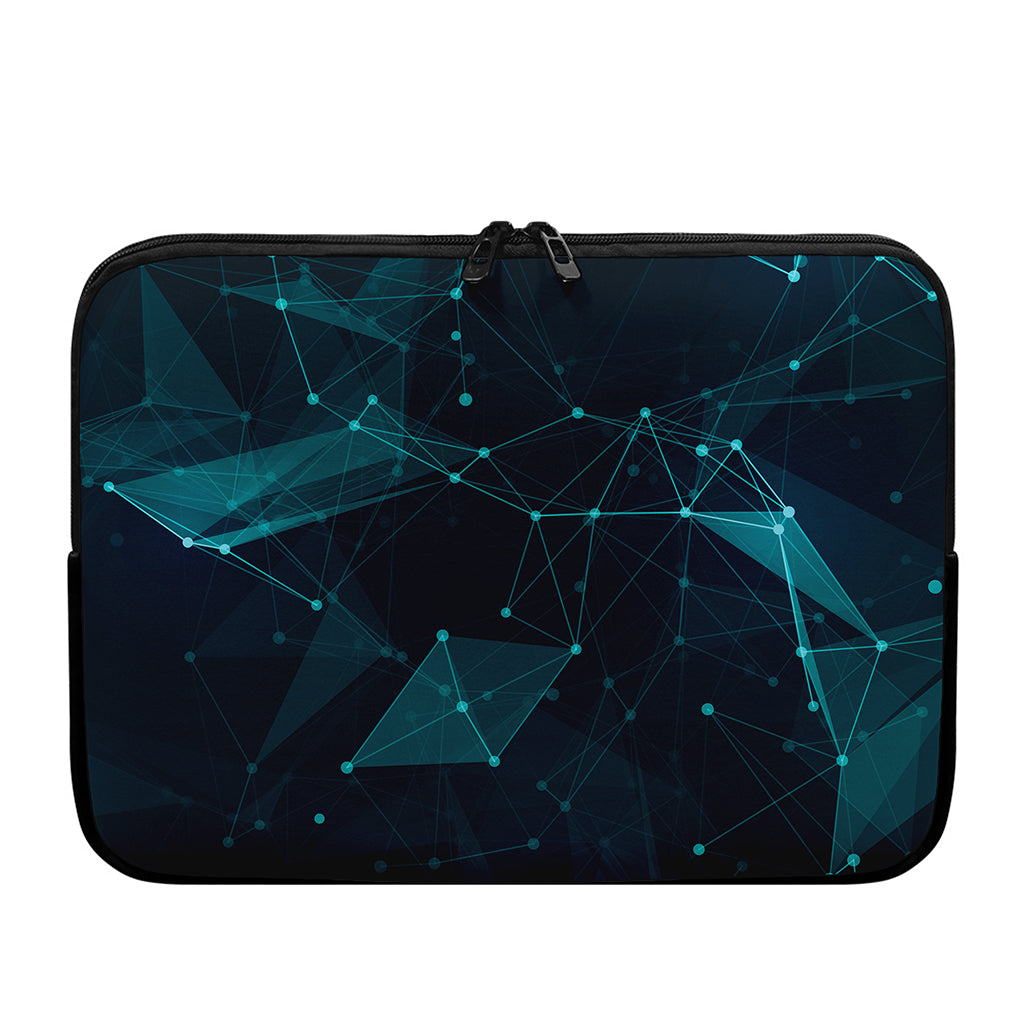 Teal Polygonal Dot Geometric Print Laptop Sleeve