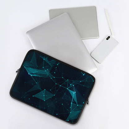 Teal Polygonal Dot Geometric Print Laptop Sleeve