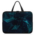Teal Polygonal Dot Geometric Print Laptop Sleeve With Handle