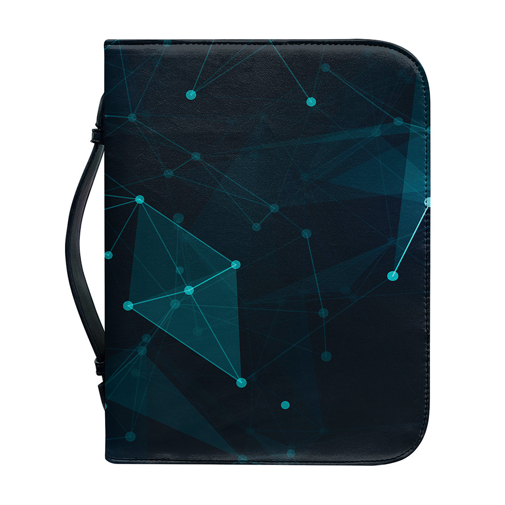 Teal Polygonal Dot Geometric Print Leather Bible Cover