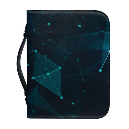Teal Polygonal Dot Geometric Print Leather Bible Cover