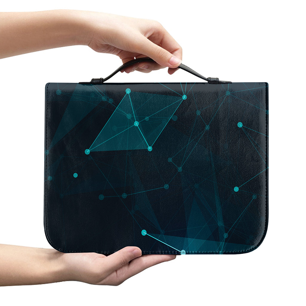 Teal Polygonal Dot Geometric Print Leather Bible Cover