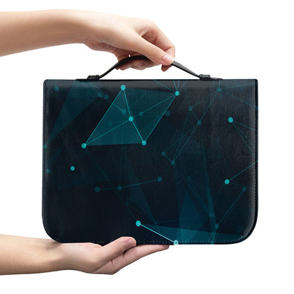 Teal Polygonal Dot Geometric Print Leather Bible Cover