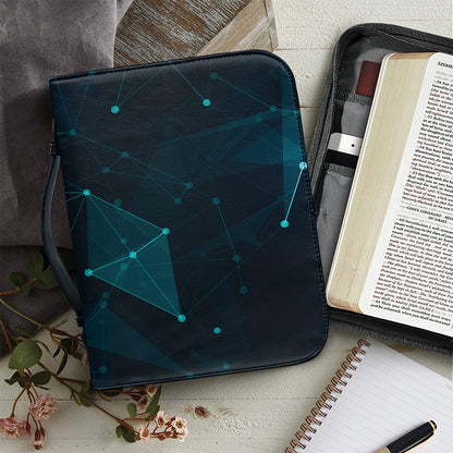 Teal Polygonal Dot Geometric Print Leather Bible Cover