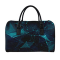 Teal Polygonal Dot Geometric Print Leather Duffel Bag