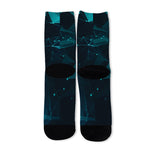 Teal Polygonal Dot Geometric Print Long Socks