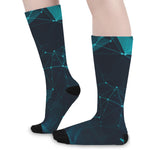 Teal Polygonal Dot Geometric Print Long Socks