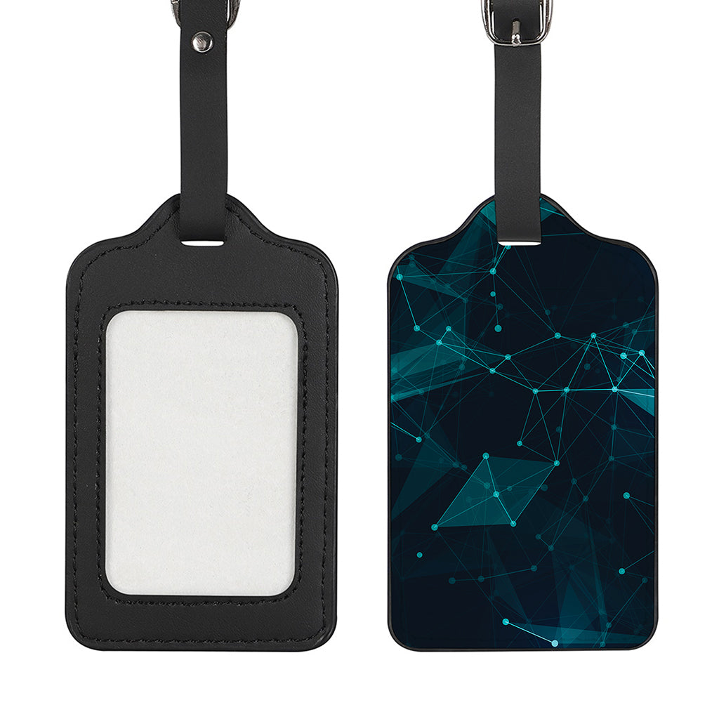 Teal Polygonal Dot Geometric Print Luggage Tag