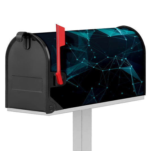 Teal Polygonal Dot Geometric Print Mailbox Cover