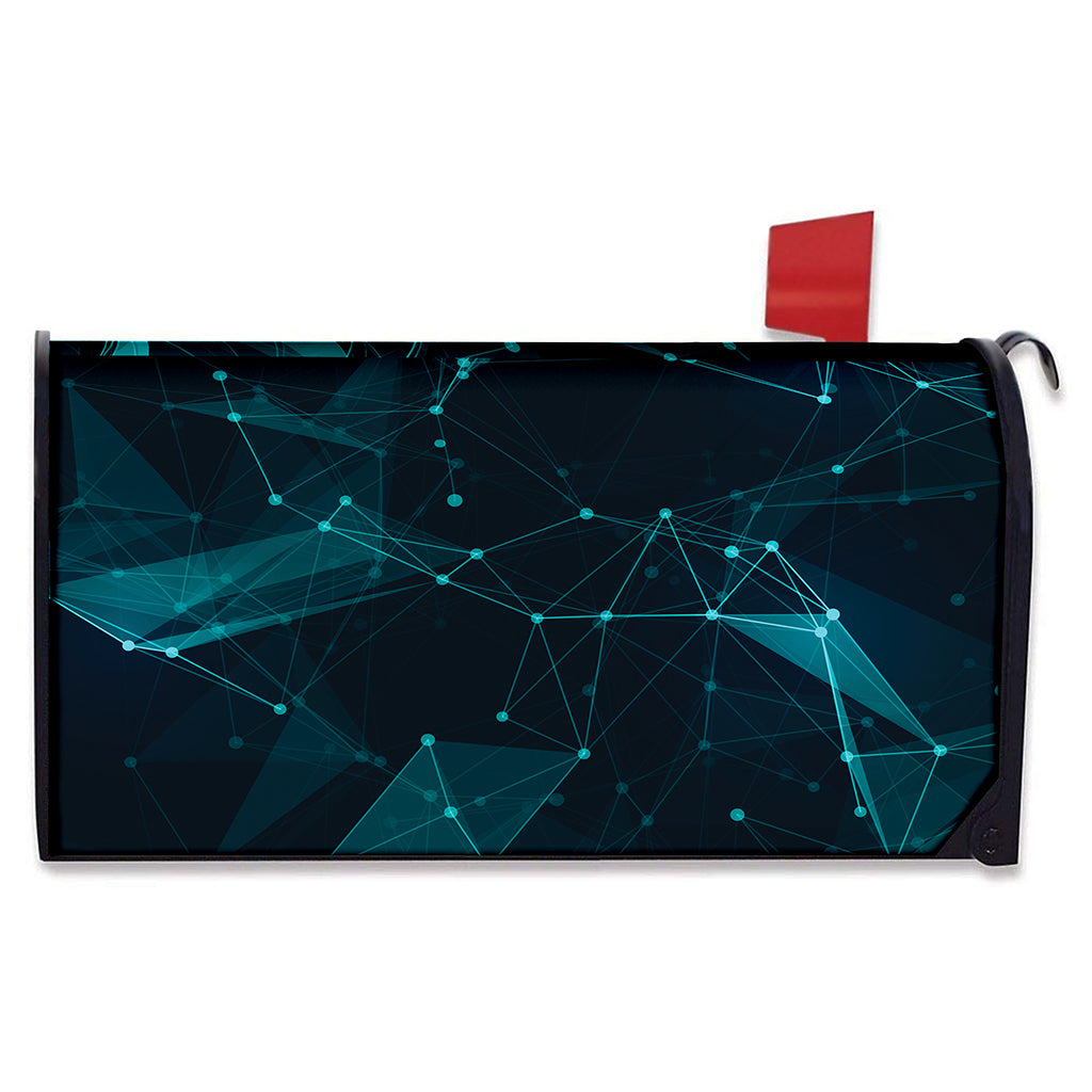 Teal Polygonal Dot Geometric Print Mailbox Cover