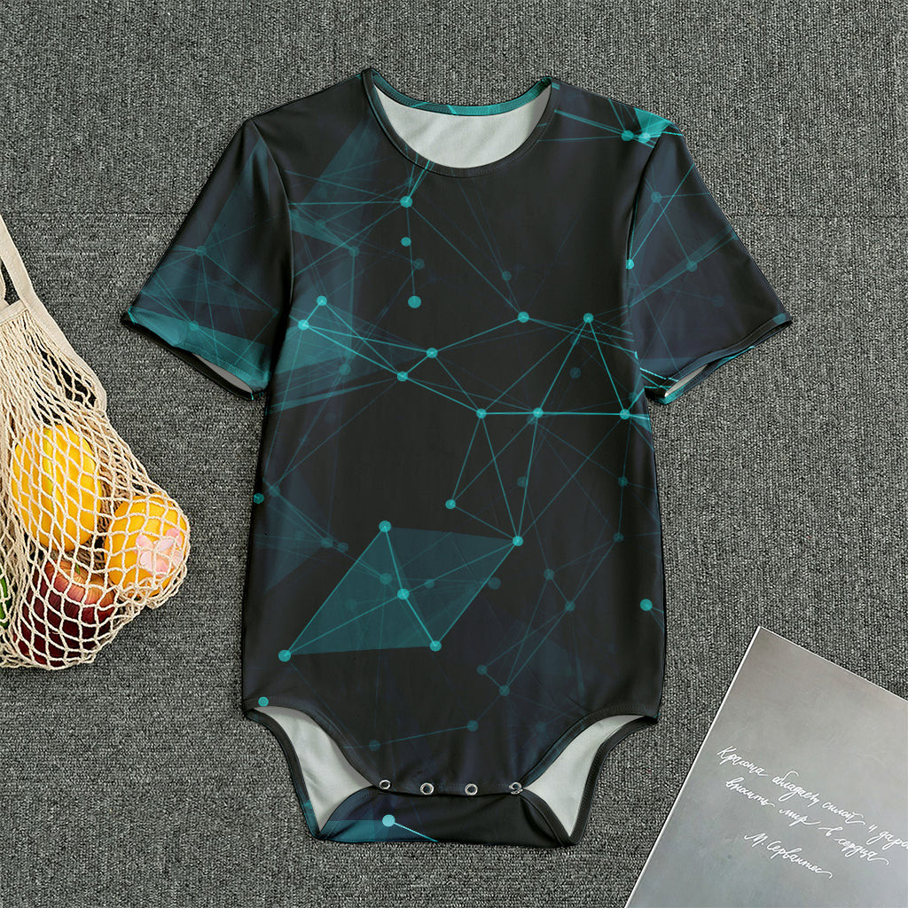 Teal Polygonal Dot Geometric Print Men's Bodysuit