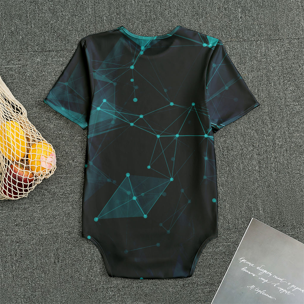 Teal Polygonal Dot Geometric Print Men's Bodysuit