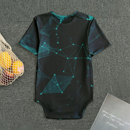 Teal Polygonal Dot Geometric Print Men's Bodysuit