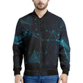 Teal Polygonal Dot Geometric Print Men's Bomber Jacket