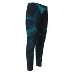 Teal Polygonal Dot Geometric Print Men's Compression Pants