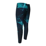Teal Polygonal Dot Geometric Print Men's Compression Pants