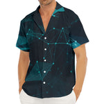 Teal Polygonal Dot Geometric Print Men's Deep V-Neck Shirt