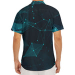 Teal Polygonal Dot Geometric Print Men's Deep V-Neck Shirt