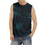 Teal Polygonal Dot Geometric Print Men's Fitness Tank Top