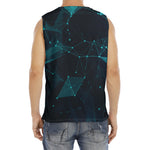 Teal Polygonal Dot Geometric Print Men's Fitness Tank Top