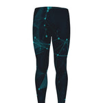 Teal Polygonal Dot Geometric Print Men's leggings