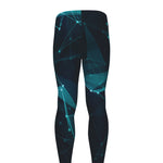 Teal Polygonal Dot Geometric Print Men's leggings