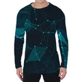 Teal Polygonal Dot Geometric Print Men's Long Sleeve T-Shirt