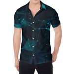 Teal Polygonal Dot Geometric Print Men's Shirt