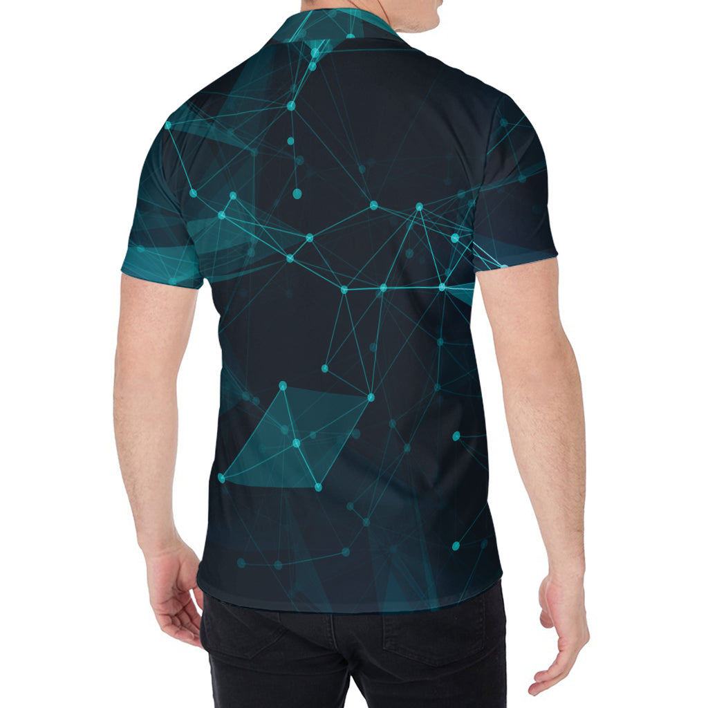 Teal Polygonal Dot Geometric Print Men's Shirt