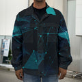 Teal Polygonal Dot Geometric Print Men's Shirt Jacket