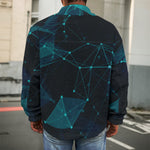Teal Polygonal Dot Geometric Print Men's Shirt Jacket