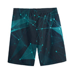 Teal Polygonal Dot Geometric Print Men's Sports Shorts