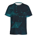 Teal Polygonal Dot Geometric Print Men's Sports T-Shirt