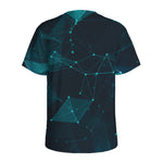 Teal Polygonal Dot Geometric Print Men's Sports T-Shirt