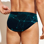 Teal Polygonal Dot Geometric Print Men's Swim Briefs